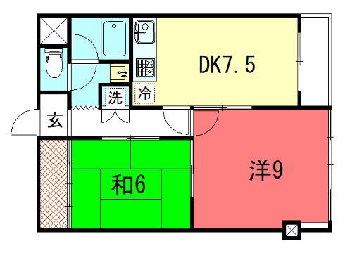 ロイヤルセンタービル小林(2DK/3階)の間取り写真