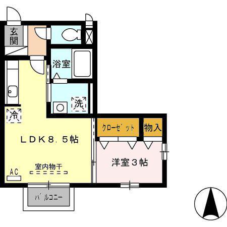 シャルムハウスひかり(1LDK/2階)の間取り写真