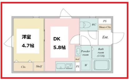 ライブフラット森下II(1DK/5階)の間取り写真