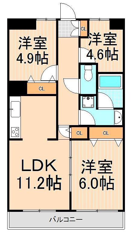 ルミエール西綾瀬(3LDK/7階)の間取り写真