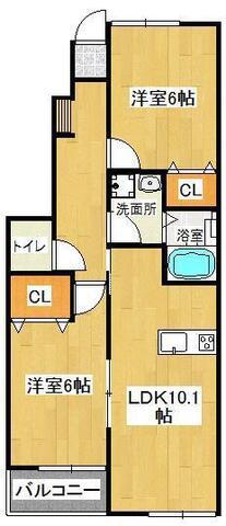 ラック福浜(2LDK/1階)の間取り写真