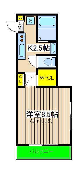 ソレイユ(1SK/2階)の間取り写真
