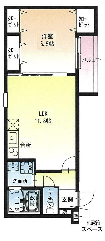 フジパレス尼崎ガーデン(1LDK/3階)の間取り写真