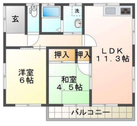 YONE(2LDK/1階)の間取り写真