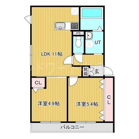 アルトローマ平岸(2LDK/4階)の間取り写真