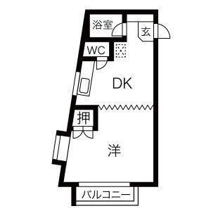 東照宮レジデンス(1DK/1階)の間取り写真