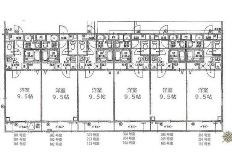 COMFORTABLE緑が丘(1K/3階)の間取り写真