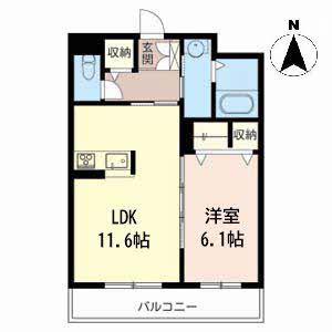 ベレオフォレスト(1LDK/3階)の間取り写真