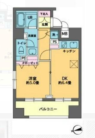 カスタリア新富町(1DK/8階)の間取り写真