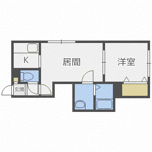 モンキー A棟(1LDK/2階)の間取り写真