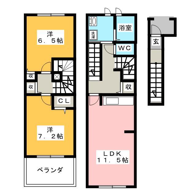 プリムローズK・III(2LDK/2階)の間取り写真