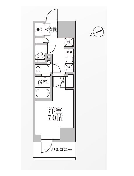 RESIDIA新御徒町II(1K/6階)の間取り写真