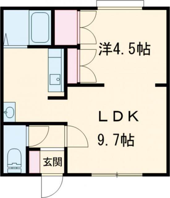 レインボーハウス沼ノ端 14(1DK/1階)の間取り写真