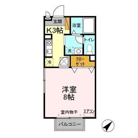 ノーブル富里(1K/1階)の間取り写真