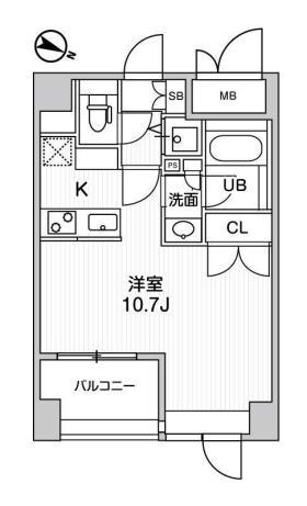 東神田テラスレジデンス(ワンルーム/11階)の間取り写真