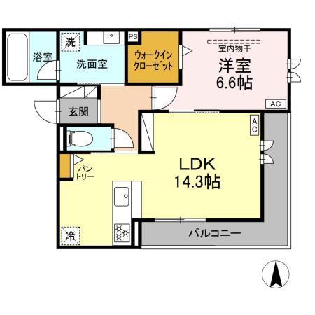 CHUGO CIAO(1LDK/2階)の間取り写真