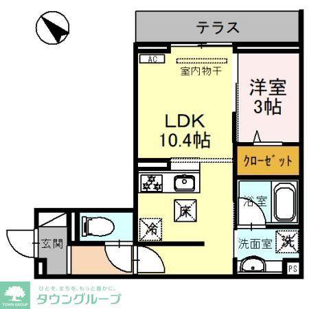 D-SERENO東田町(1LDK/3階)の間取り写真