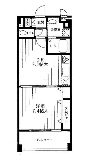 カーロヴィレッタII(1DK/3階)の間取り写真