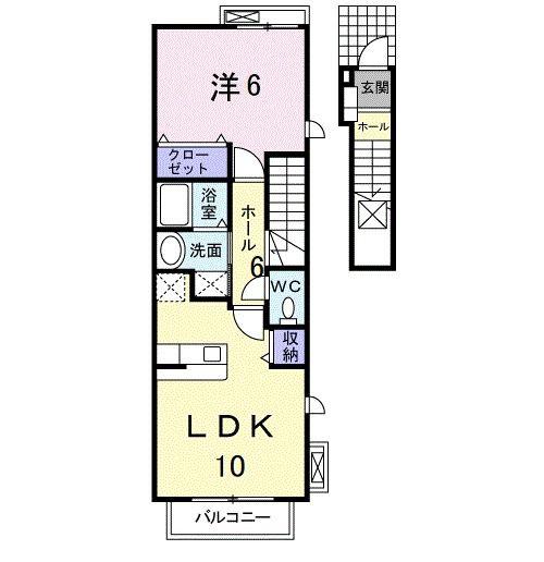 エアリーヴィラ(1LDK/2階)の間取り写真