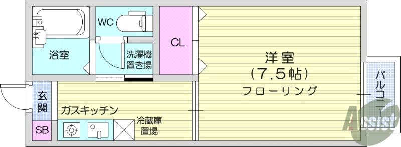 チェリーハイツ(1K/2階)の間取り写真