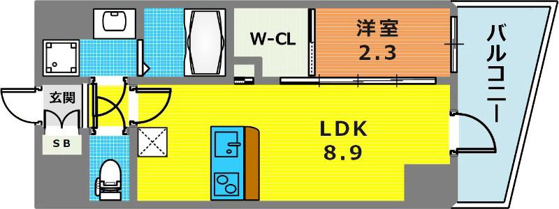 セレニテ西元町アリエ(1LDK/10階)の間取り写真