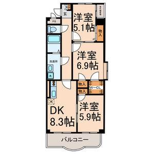 ラ・リューシュ(3DK/3階)の間取り写真
