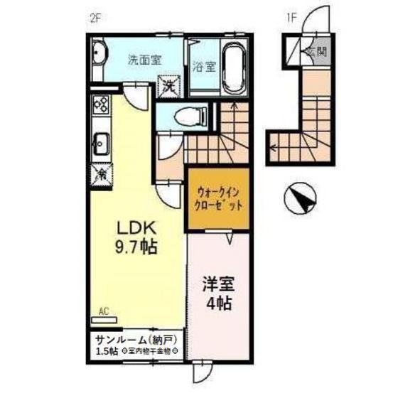 VILLE DE LAUDE(1LDK/2階)の間取り写真