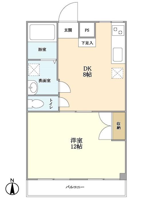 シェリーハイツ壱番館(1DK/2階)の間取り写真