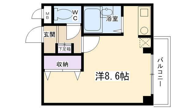 ドーム1番館(1K/1階)の間取り写真