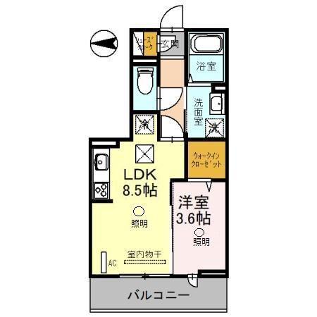 フォンテーヌ(1LDK/1階)の間取り写真