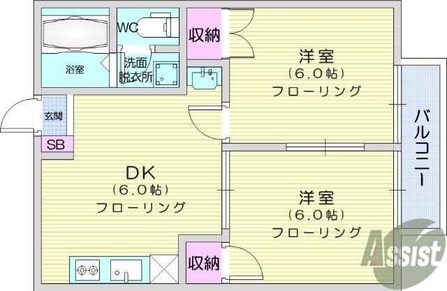 マルト3(2DK/1階)の間取り写真