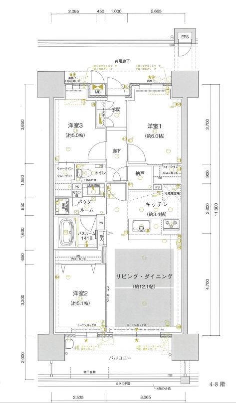 ブライトクロス博多サウス(3LDK/4階)の間取り写真
