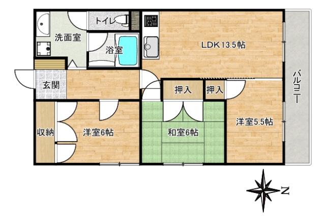 広田マンション(3LDK/3階)の間取り写真
