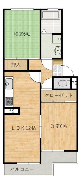 コーポ忠末(2LDK/1階)の間取り写真