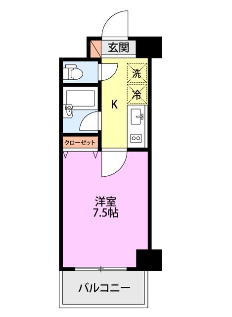 オルザス新潟(1K/8階)の間取り写真