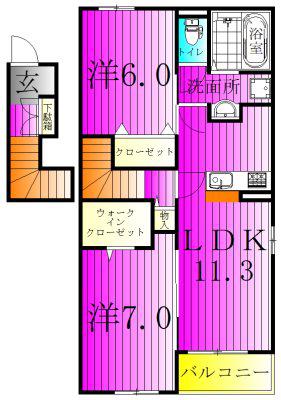エスポワール5(1LDK/2階)の間取り写真
