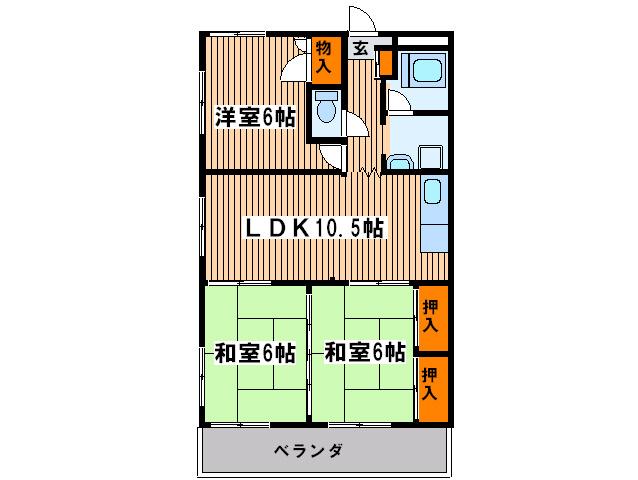 武州ビル(3LDK/3階)の間取り写真
