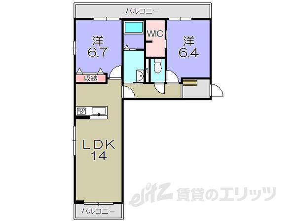 ジャルダン・リス(2LDK/3階)の間取り写真