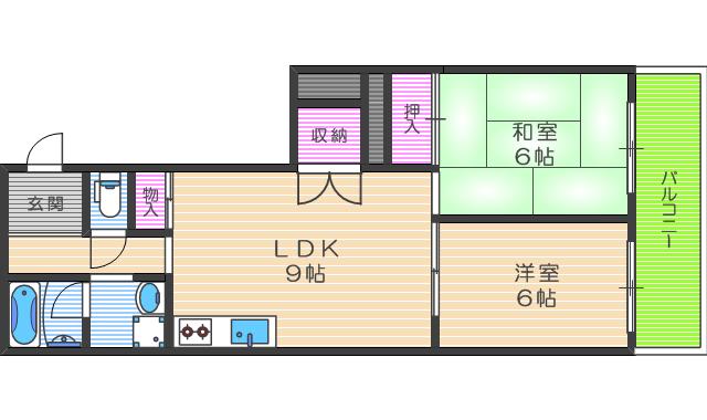 ゼスト大淀(2DK/2階)の間取り写真