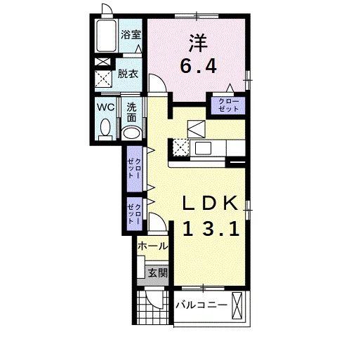 ラフレシール(1LDK/1階)の間取り写真