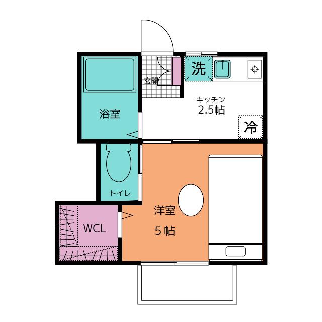 ハイツHAMA(1K/2階)の間取り写真