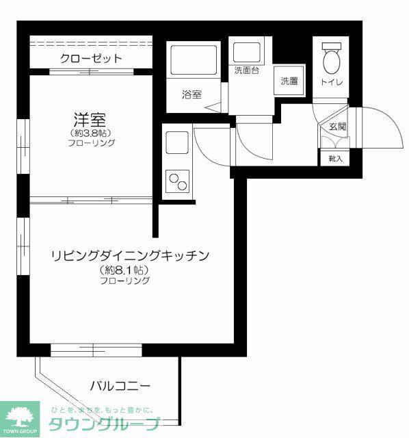 カルージュ要町(1LDK/2階)の間取り写真