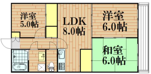 カーサ21(3LDK/3階)の間取り写真