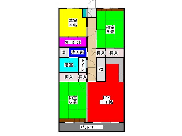 サン琴平(3LDK/5階)の間取り写真