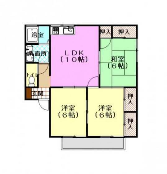 シャトレ大之木C棟(3LDK/2階)の間取り写真