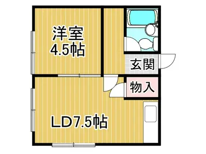 ニューコーポ231(1DK/1階)の間取り写真