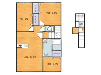 ブラウニーII(3LDK/2階)の間取り写真