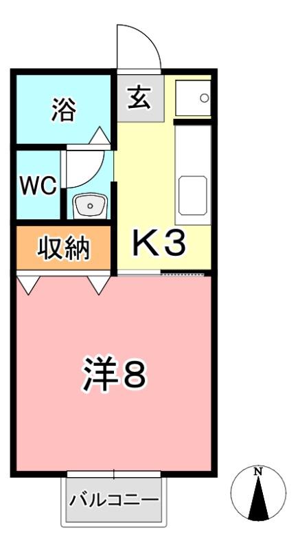 ファミール竹内 B(1K/1階)の間取り写真