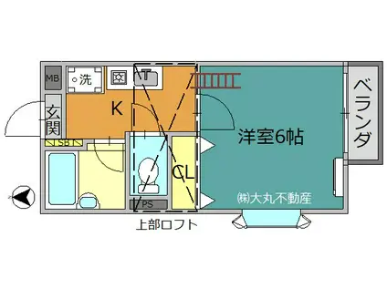 パークフロント北綾瀬A(1K/1階)の間取り写真