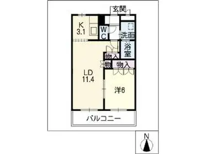 ベルメゾン(1LDK/1階)の間取り写真